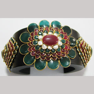 EBONY WOOD GOLD PLATED WITH GEM STONE SEATED