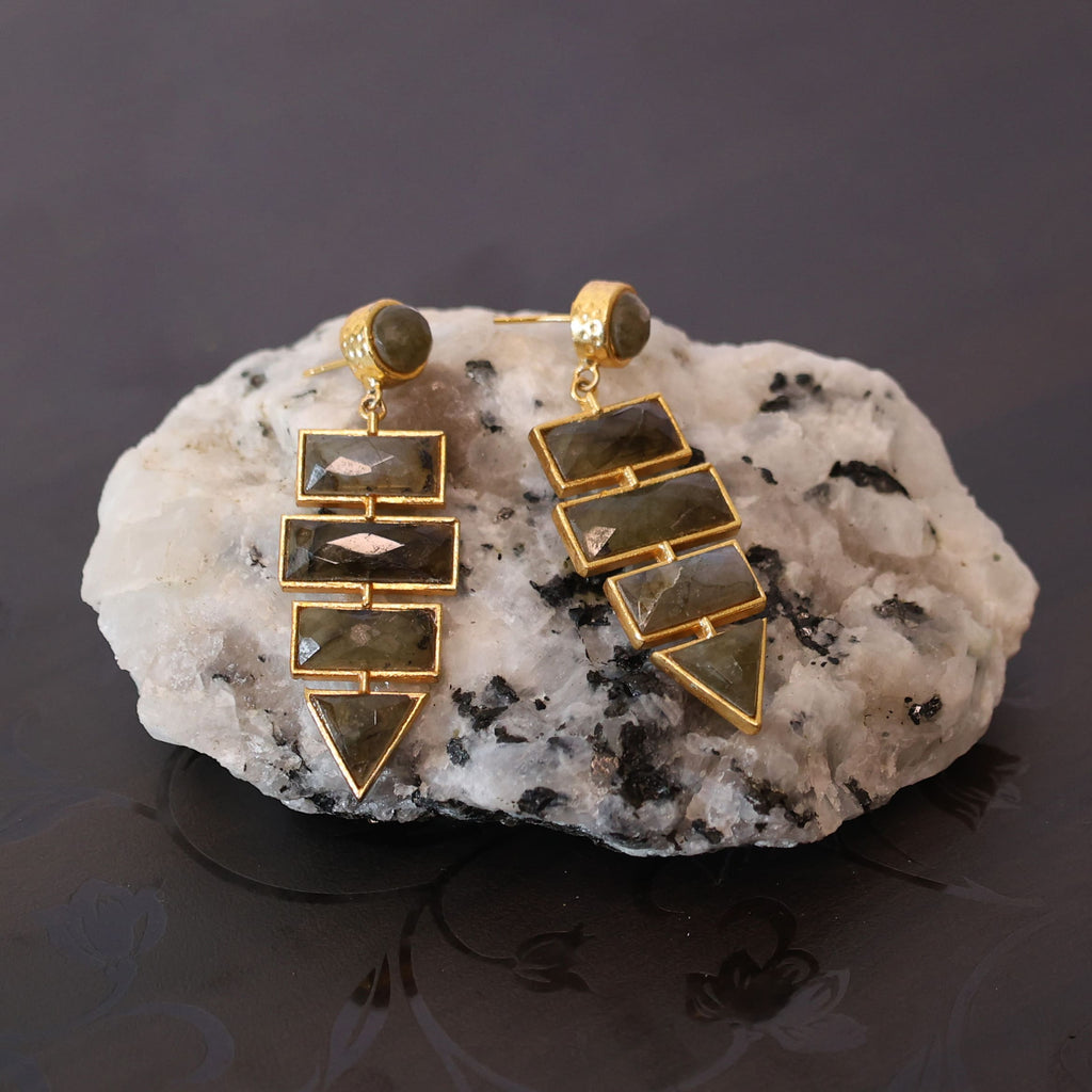 LABRADORITE DANGLE DESIGNER EARRING JWL-ERR-015 image 1