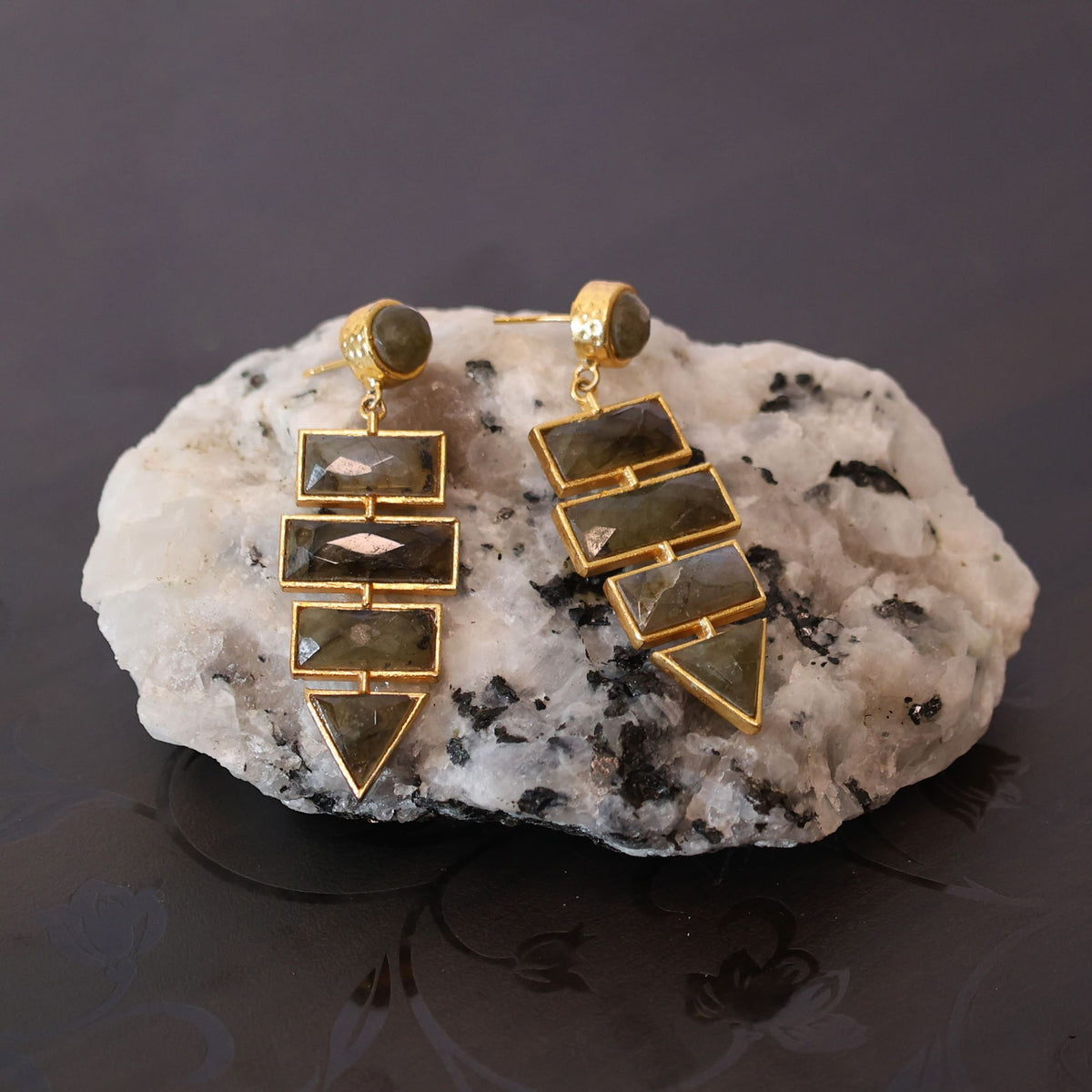 LABRADORITE DANGLE DESIGNER EARRING JWL-ERR-015 image 1