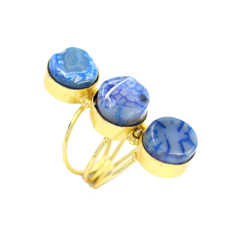 AGATE STONE SEATED NIKEL FREE GOLD PLATED DESIGNER RING WHOLESALE 10 PC ARP0011