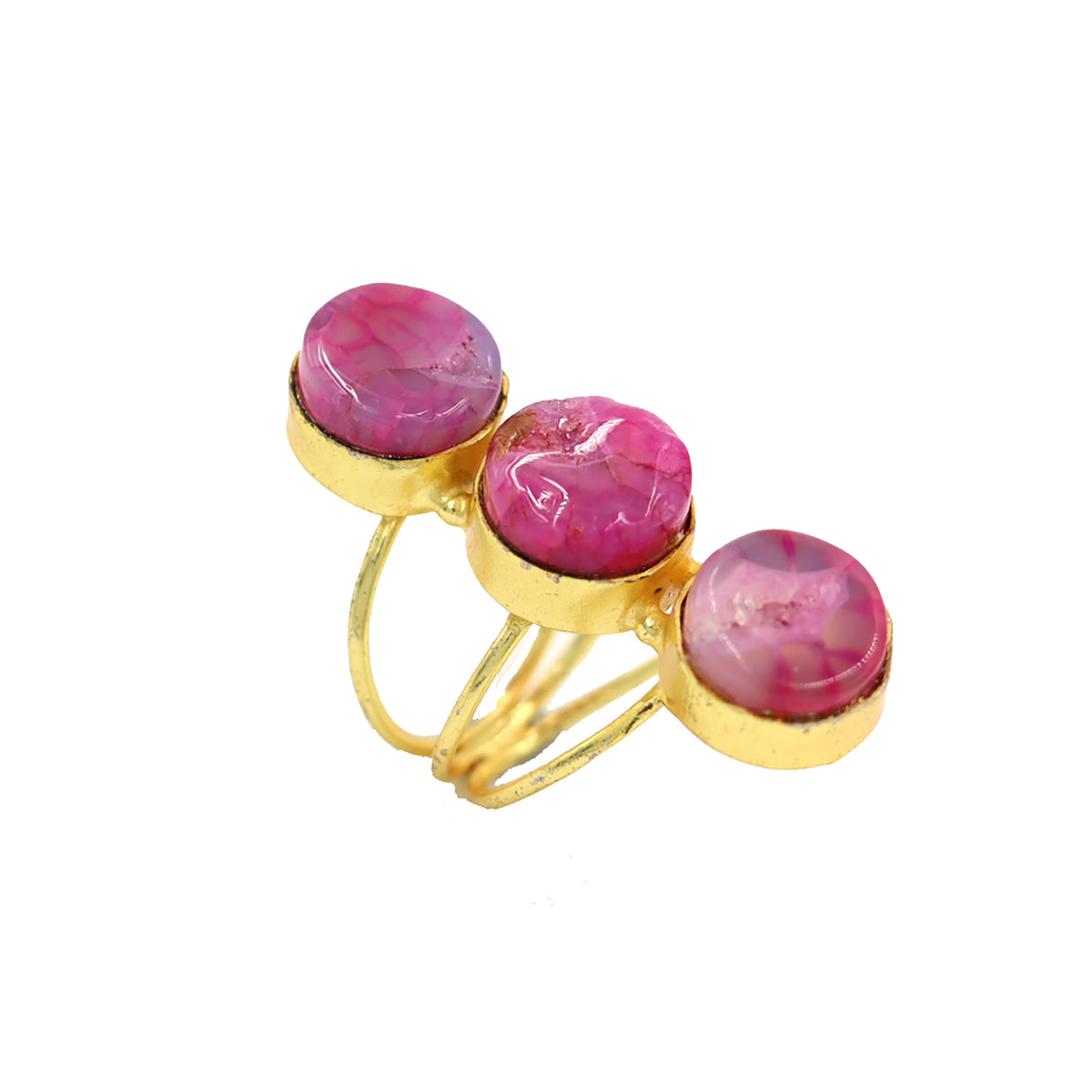 AGATE STONE SEATED NIKEL FREE GOLD PLATED DESIGNER RING WHOLESALE 10 PC ARP0011