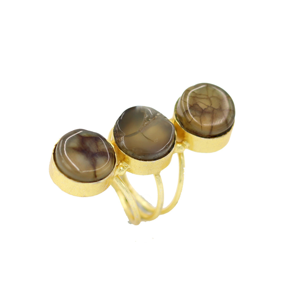 AGATE STONE SEATED NIKEL FREE GOLD PLATED DESIGNER RING WHOLESALE 10 PC ARP0011