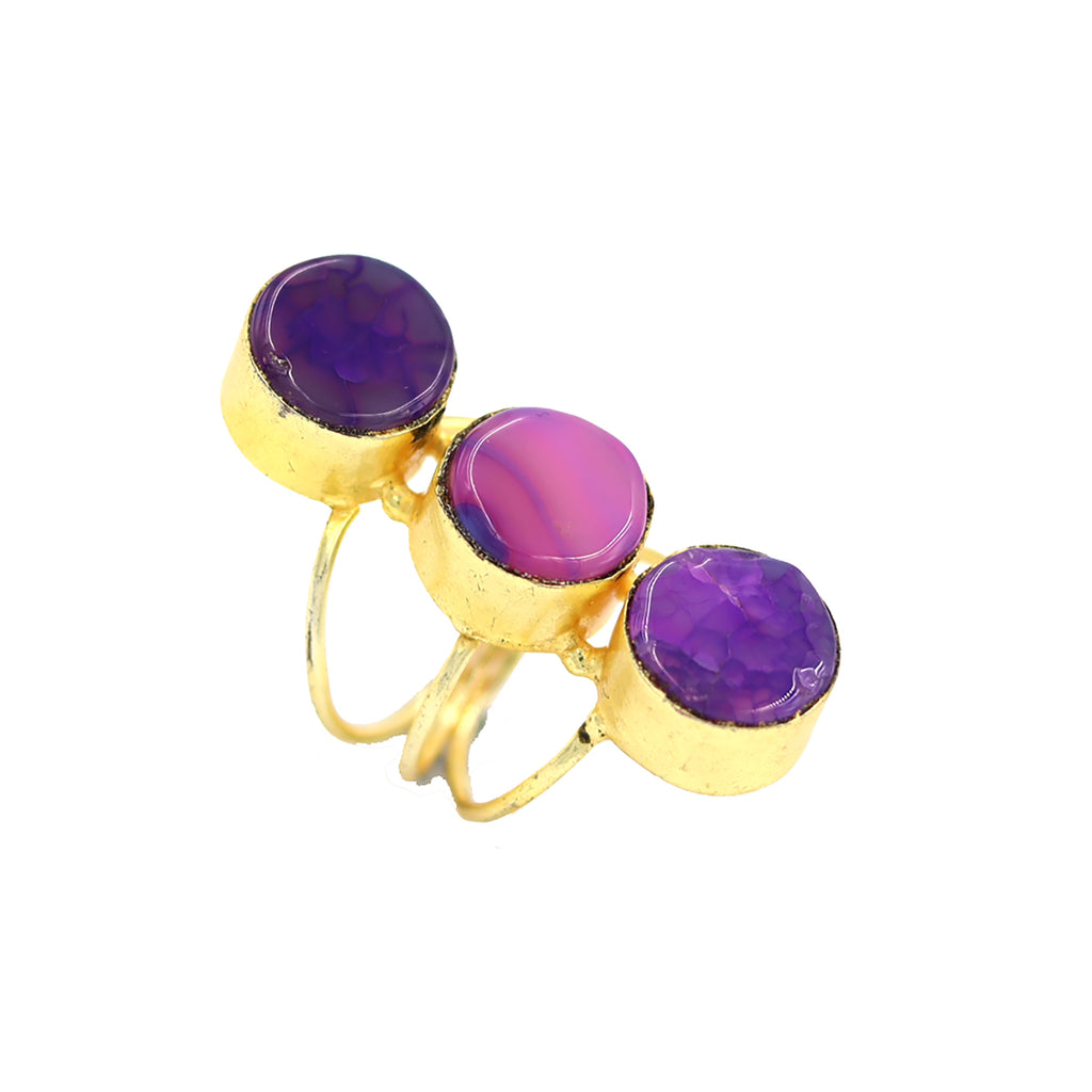 AGATE STONE SEATED NIKEL FREE GOLD PLATED DESIGNER RING WHOLESALE 10 PC ARP0011