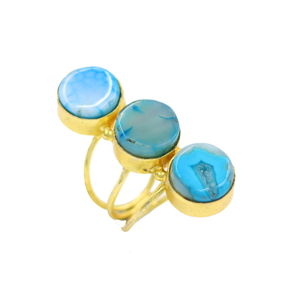 AGATE STONE SEATED NIKEL FREE GOLD PLATED DESIGNER RING WHOLESALE 10 PC ARP0011