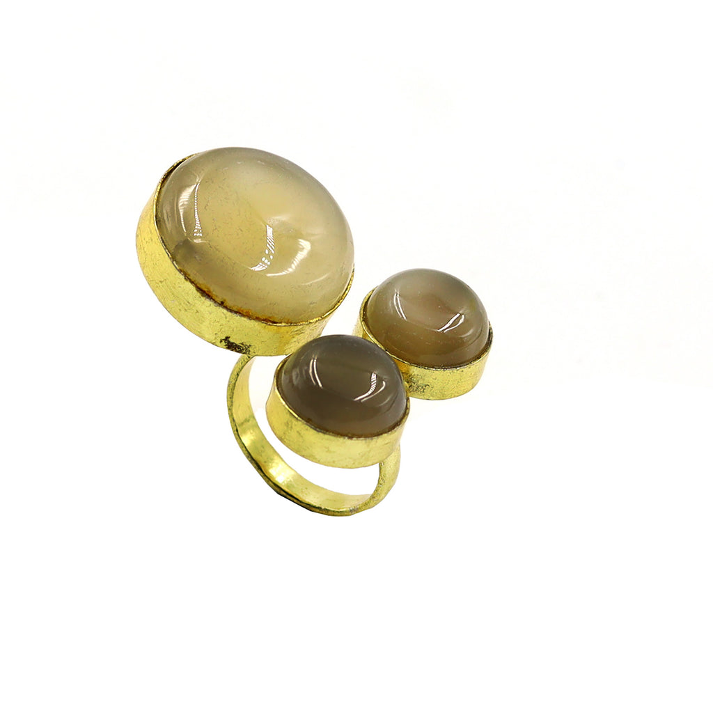 AGATE STONE SEATED NIKEL FREE GOLD PLATED DESIGNER RING WHOLESALE 10 PC ARP0012