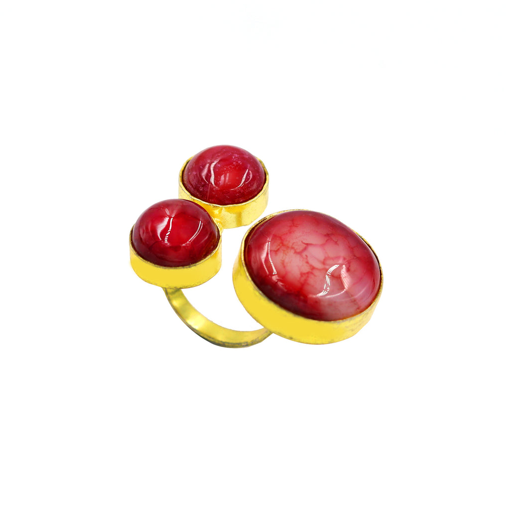AGATE STONE SEATED NIKEL FREE GOLD PLATED DESIGNER RING WHOLESALE 10 PC ARP0012