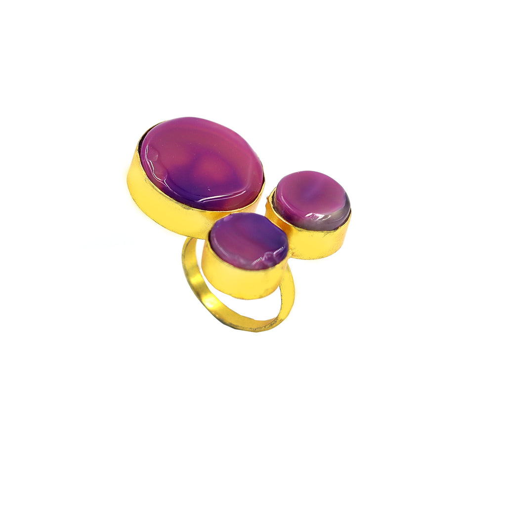 AGATE STONE SEATED NIKEL FREE GOLD PLATED DESIGNER RING WHOLESALE 10 PC ARP0012