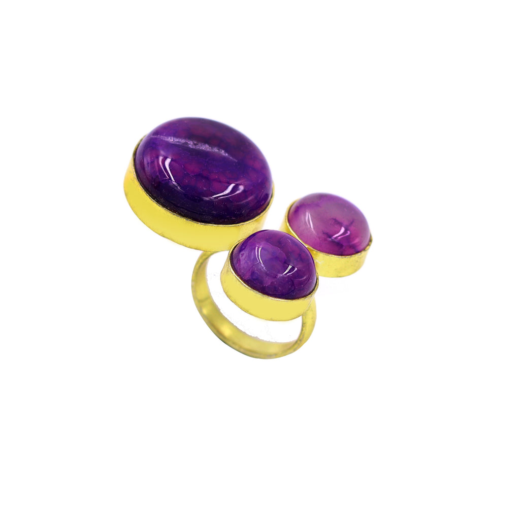 AGATE STONE SEATED NIKEL FREE GOLD PLATED DESIGNER RING WHOLESALE 10 PC ARP0012