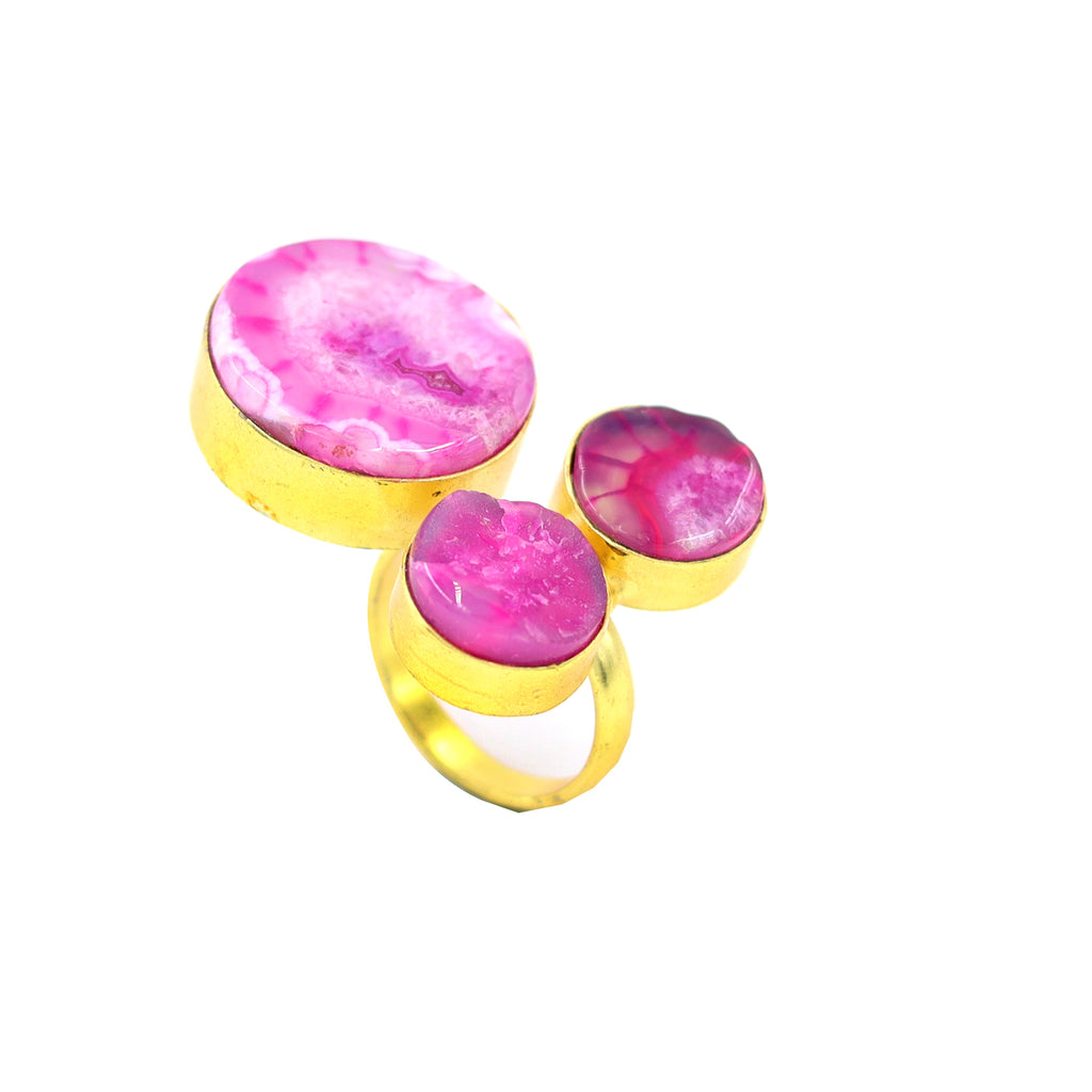 AGATE STONE SEATED NIKEL FREE GOLD PLATED DESIGNER RING WHOLESALE 10 PC ARP0012