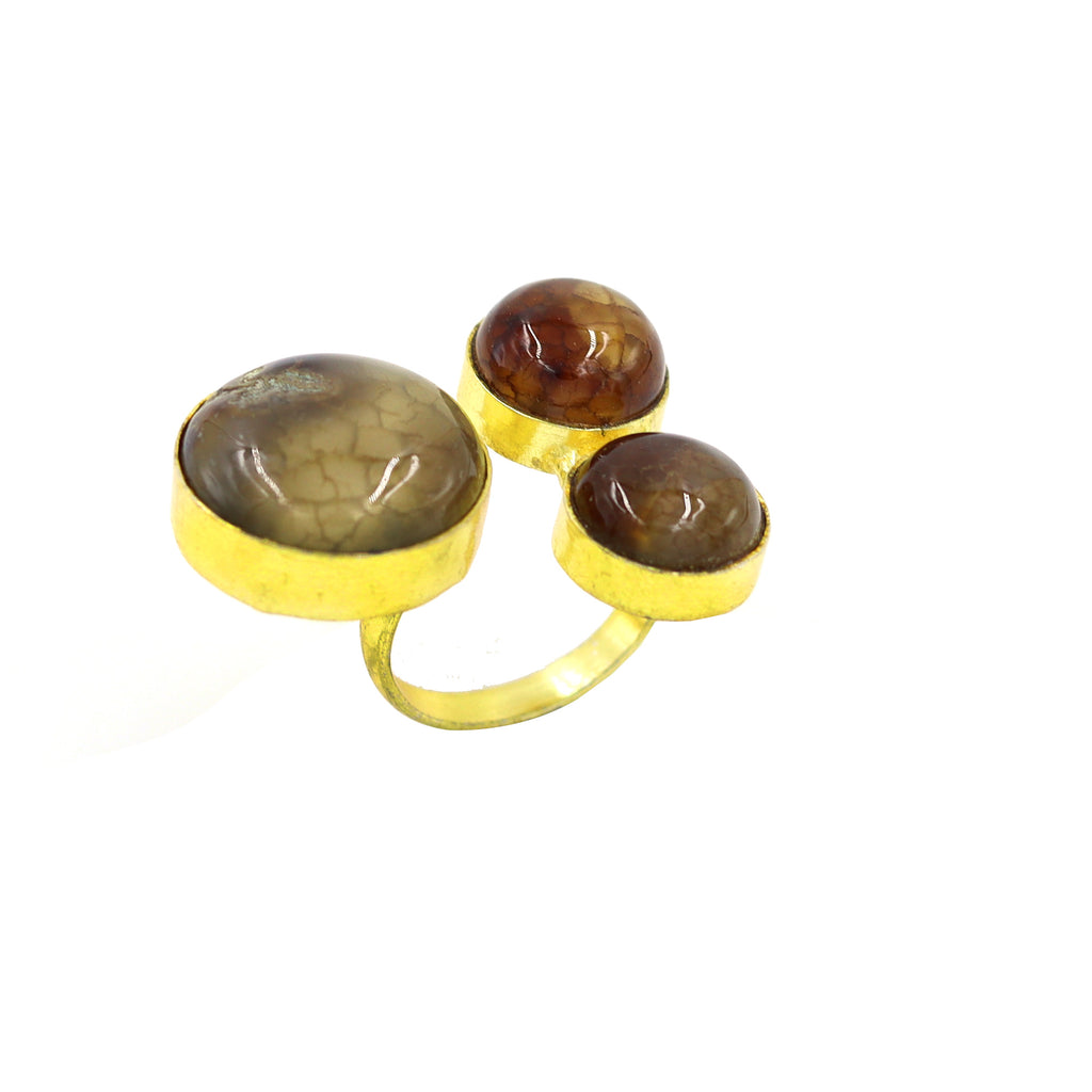 AGATE STONE SEATED NIKEL FREE GOLD PLATED DESIGNER RING WHOLESALE 10 PC ARP0012