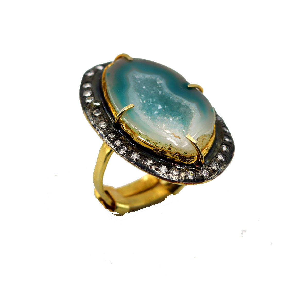 AGATE C Z SEATED DULL COLOR PLATING DESIGNER RING WHOLESALE 10 PC RING ARP0014