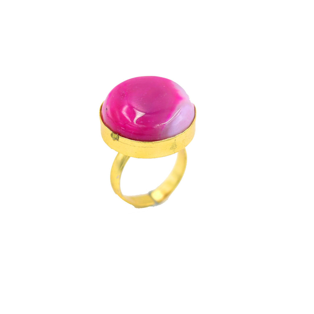 AGATE STONE SEATED NIKEL FREE GOLD PLATED DESIGNER RING WHOLESALE 10 PC ARP0015
