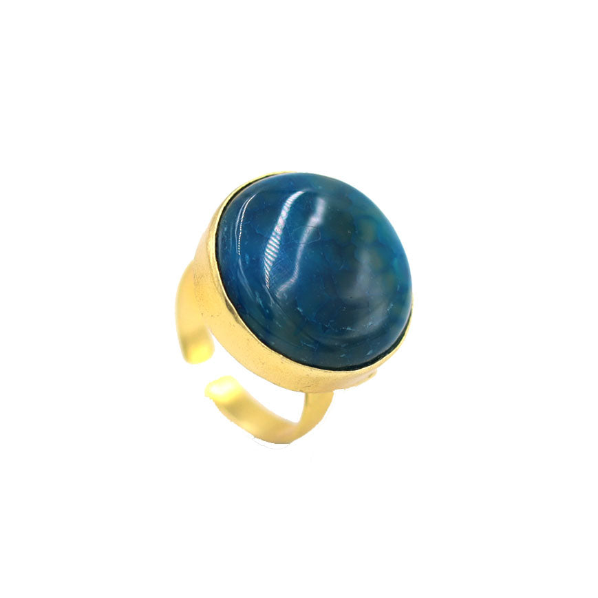AGATE STONE SEATED NIKEL FREE GOLD PLATED DESIGNER RING WHOLESALE 10 PC ARP0015