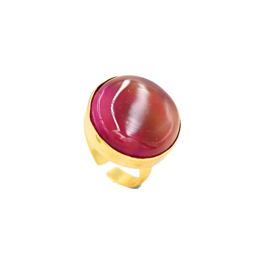 AGATE STONE SEATED NIKEL FREE GOLD PLATED DESIGNER RING WHOLESALE 10 PC ARP0015