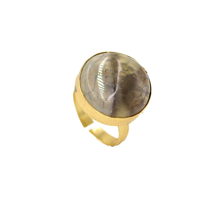 AGATE STONE SEATED NIKEL FREE GOLD PLATED DESIGNER RING WHOLESALE 10 PC ARP0015