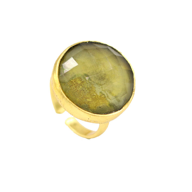 AGATE STONE SEATED NIKEL FREE GOLD PLATED DESIGNER RING WHOLESALE 10 PC ARP0015