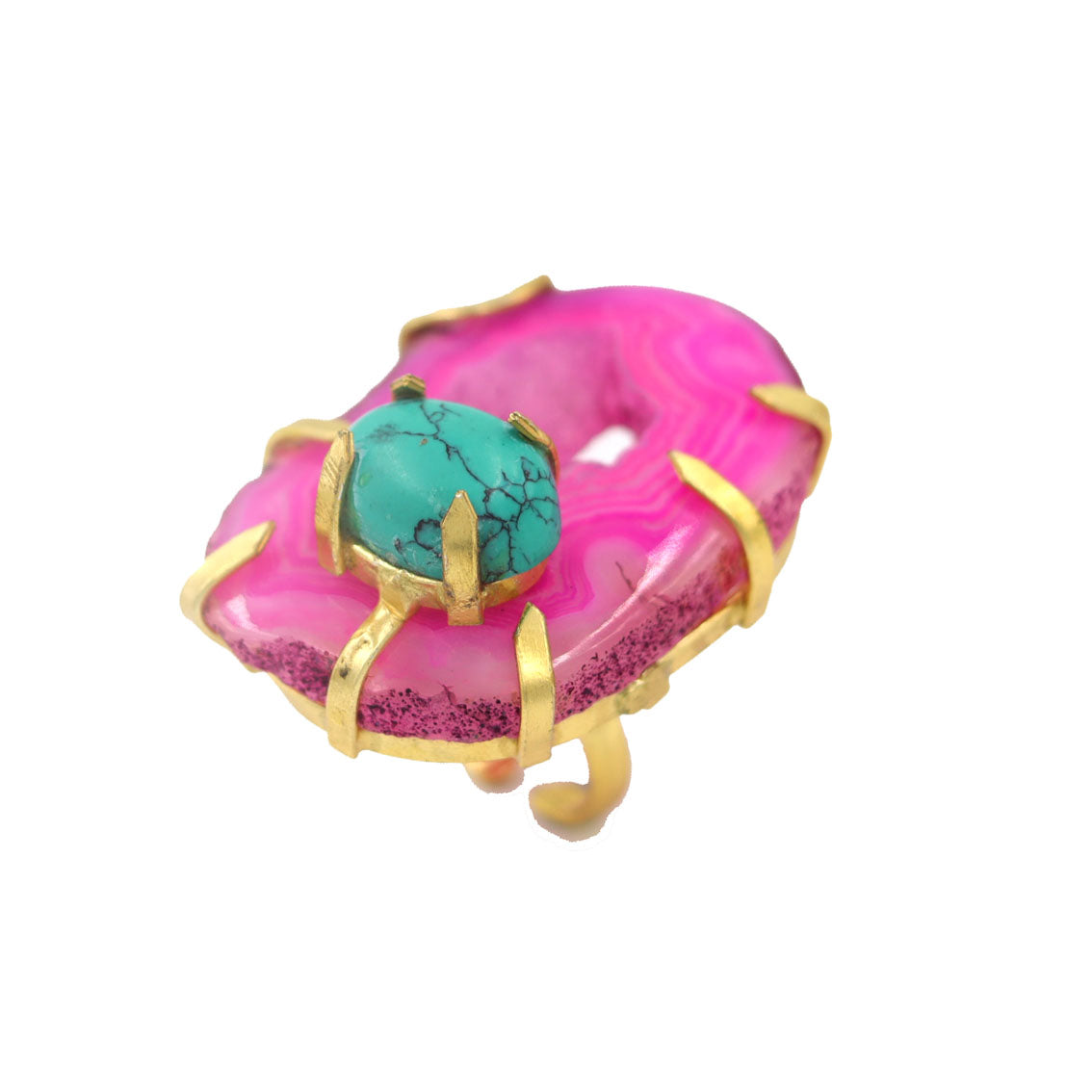AGATE STONE SEATED NIKLA FREE GOLD PLATED DESIGNER RING WHOLESALE 10 PC  ARP001
