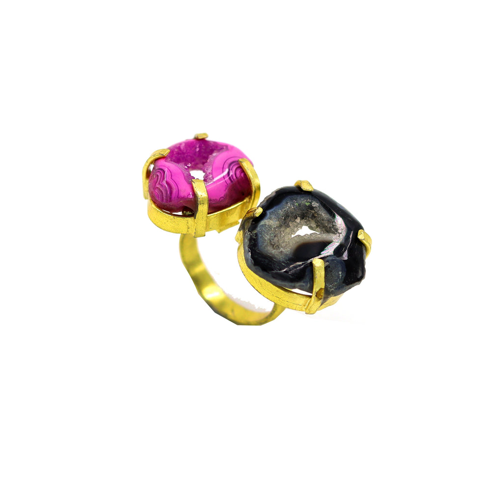 AGATE STONE SEATED NIKEL FREE GOLD PLATED DESIGNER RING WHOLESALE 10 PC ARP0020
