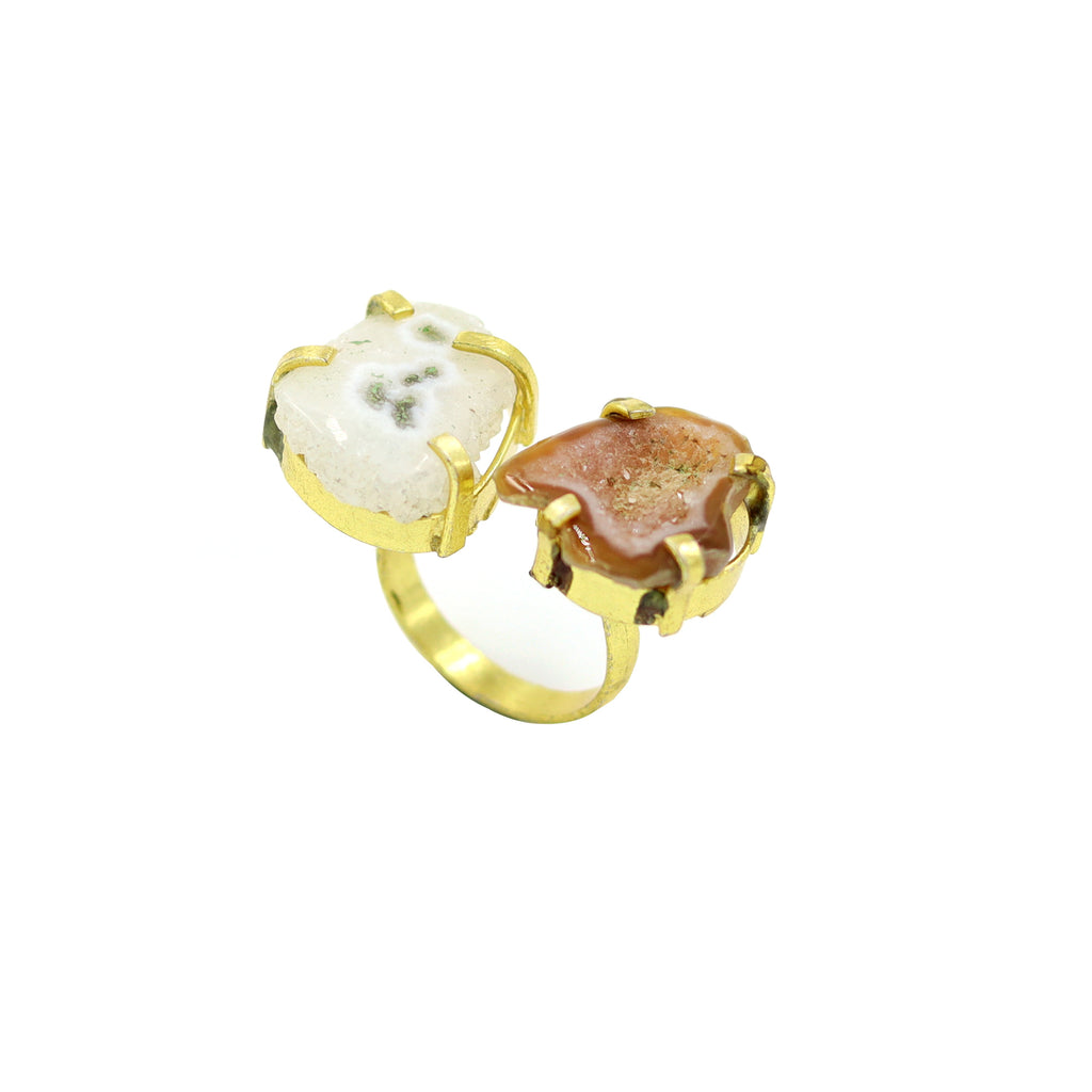 AGATE STONE SEATED NIKEL FREE GOLD PLATED DESIGNER RING WHOLESALE 10 PC ARP0020