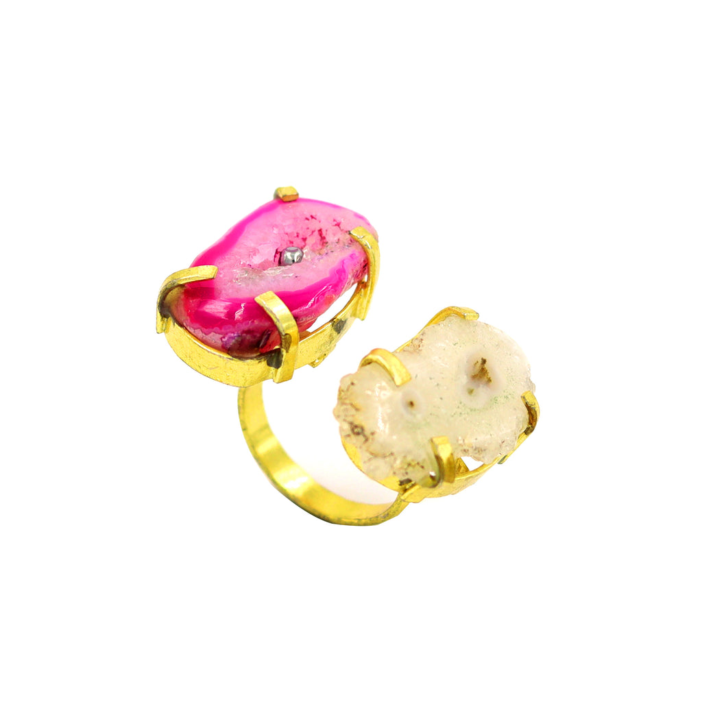 AGATE STONE SEATED NIKEL FREE GOLD PLATED DESIGNER RING WHOLESALE 10 PC ARP0020