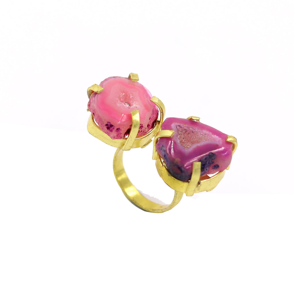 AGATE STONE SEATED NIKEL FREE GOLD PLATED DESIGNER RING WHOLESALE 10 PC ARP0020