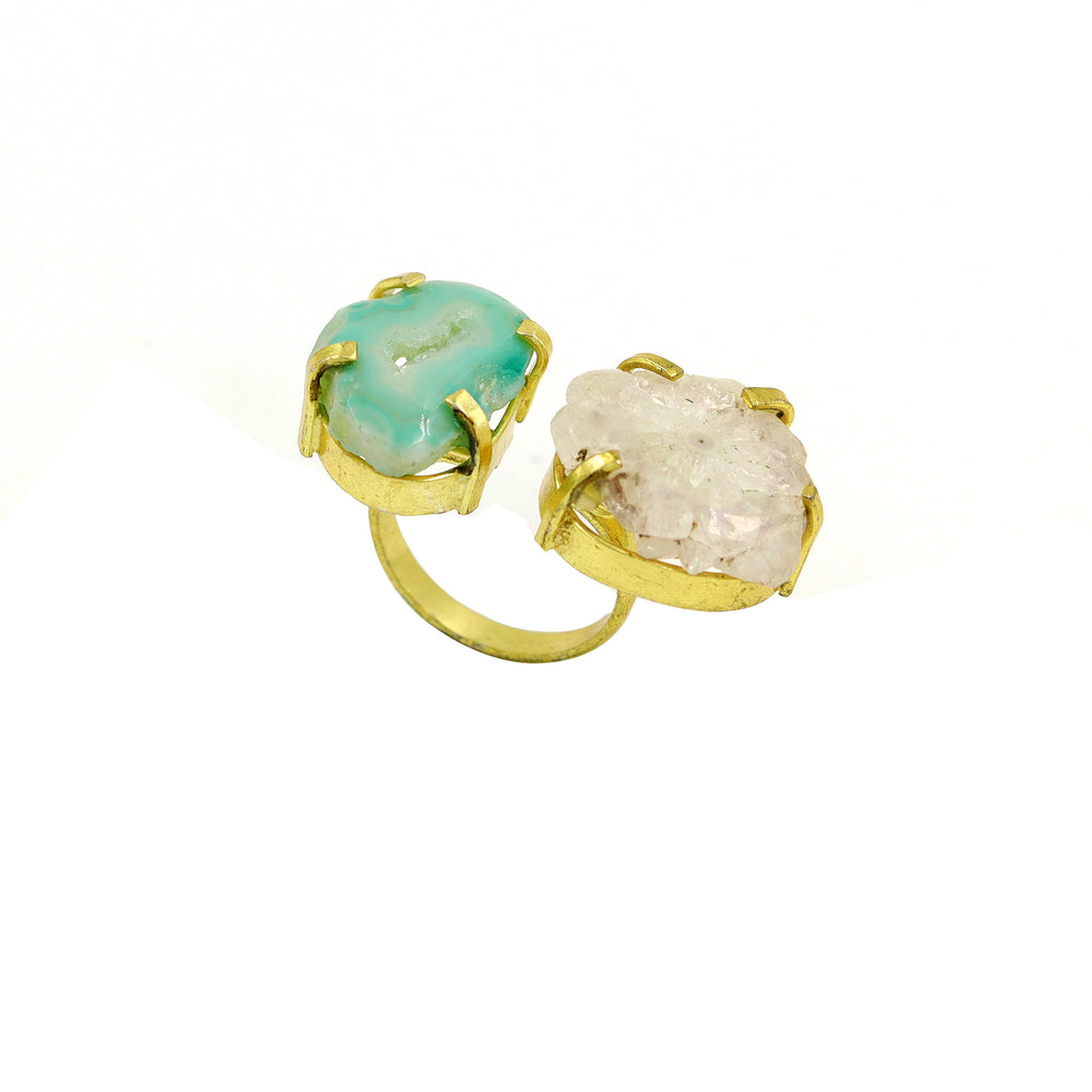 AGATE STONE SEATED NIKEL FREE GOLD PLATED DESIGNER RING WHOLESALE 10 PC ARP0020