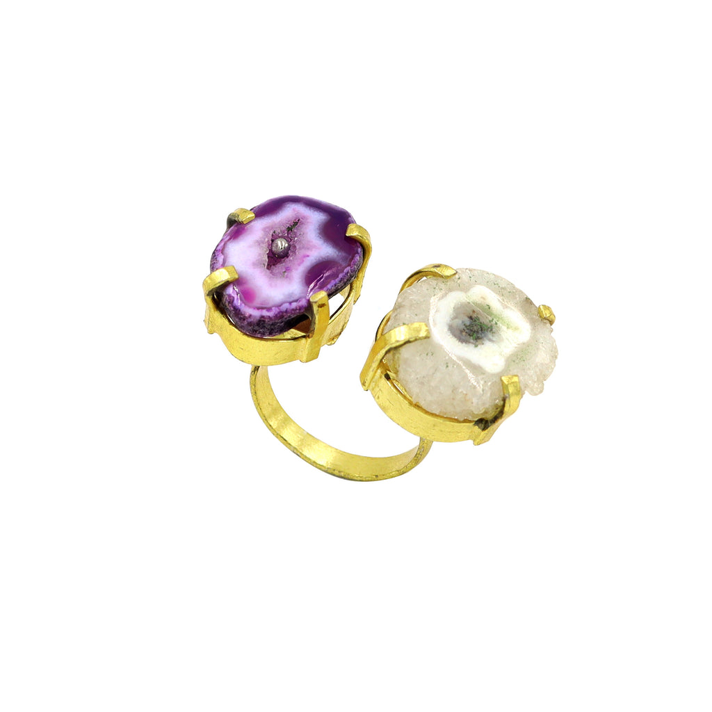 AGATE STONE SEATED NIKEL FREE GOLD PLATED DESIGNER RING WHOLESALE 10 PC ARP0020