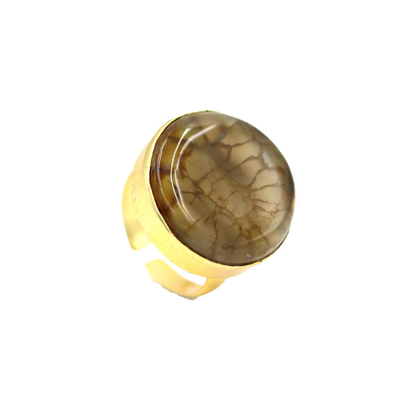 AGATE STONE SEATED NIKEL FREE GOLD PLATED DESIGNER RING WHOLESALE 10 PC