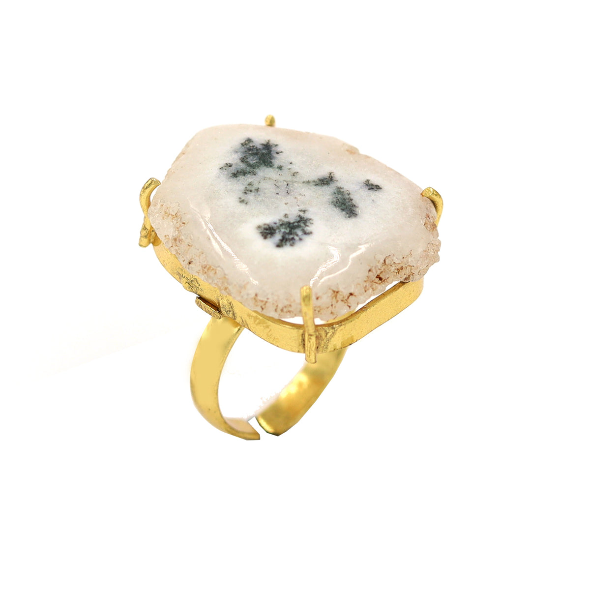 AGATE STONE SEATED NIKEL FREE GOLD PLATED DESIGNER RING WHOLESALE 10 PC APR004