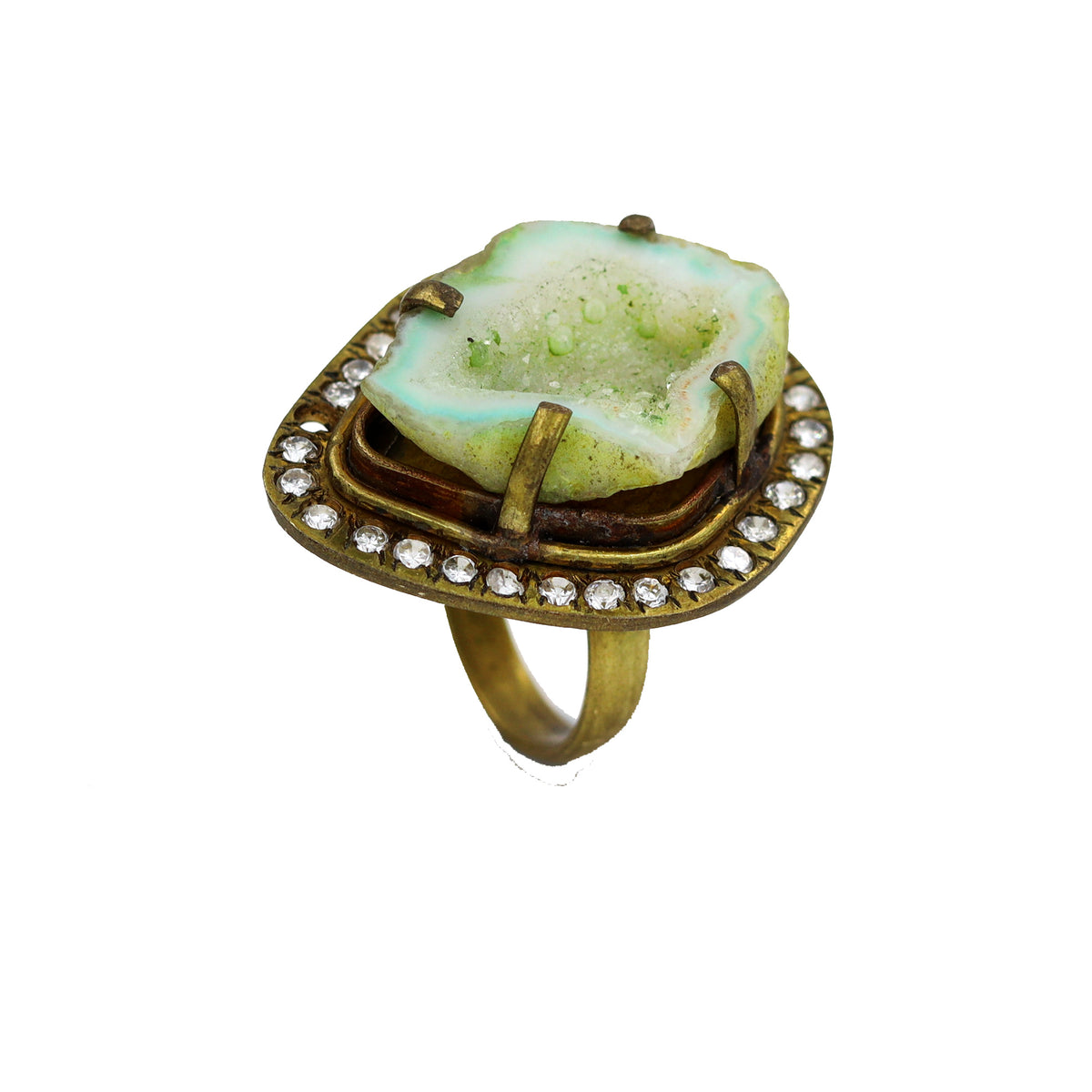 AGATE WITH CZ DULE PLATING DESIGNER RING WHOLESALE 10 PC APR005