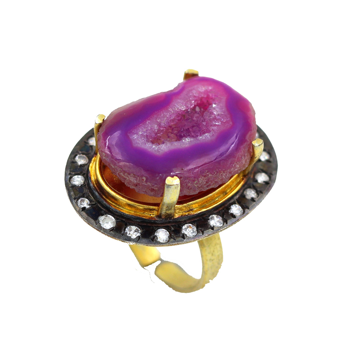 AGATE WITH CZ DULE PLATING DESIGNER RING WHOLESALE 10 PC APR005