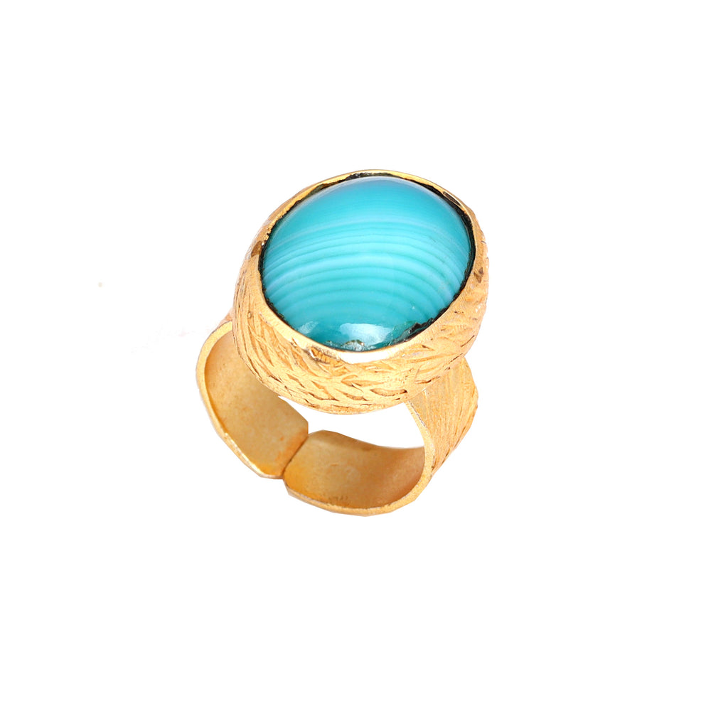 AGATE STONE SEATED NIKEL FREE GOLD PLATED DESIGNER RING WHOLESALE 10 PC ARP008