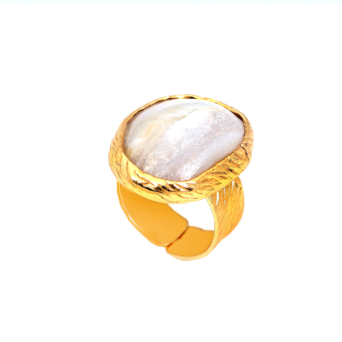 AGATE STONE SEATED NIKEL FREE GOLD PLATED DESIGNER RING WHOLESALE 10 PC ARP008