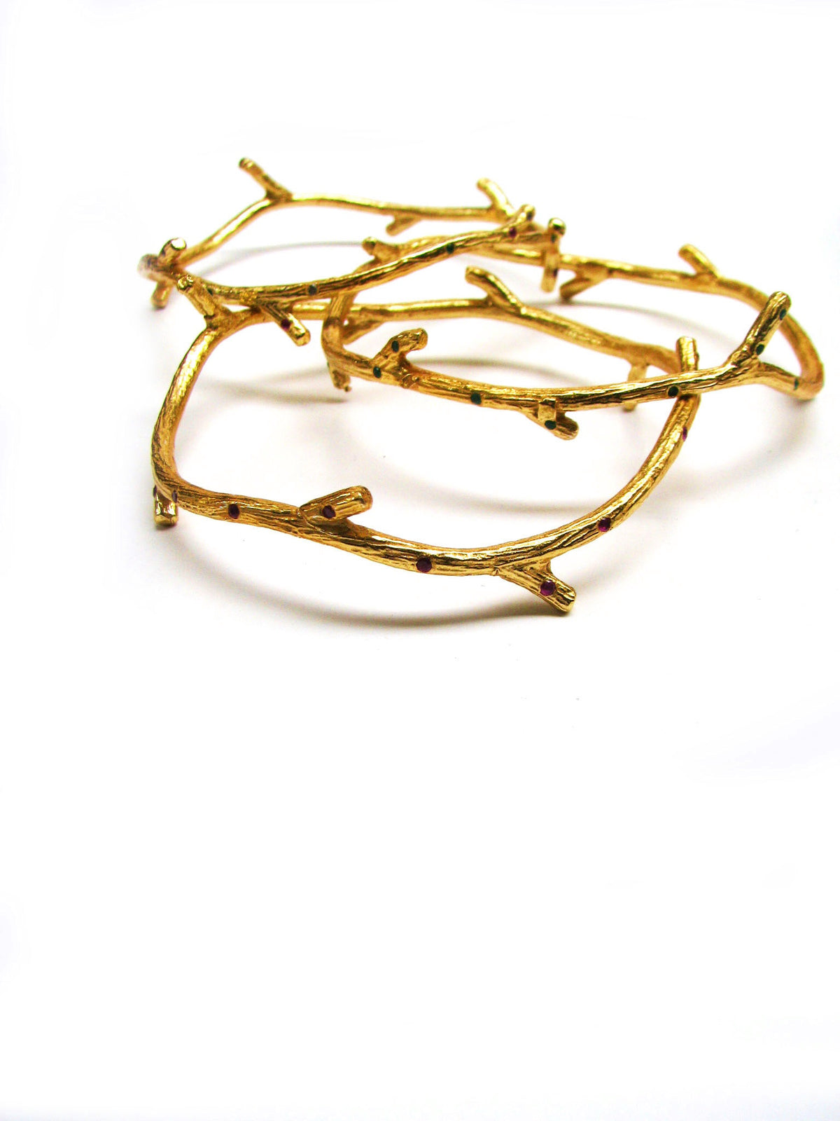 TREE BARK PALIN BANGLE 35 STONE SEATED