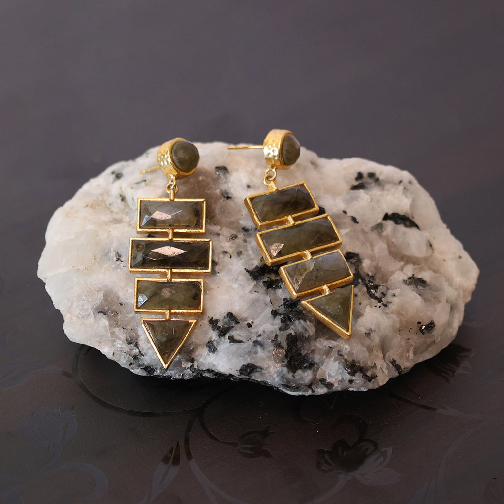 LABRADORITE DANGLE DESIGNER EARRING