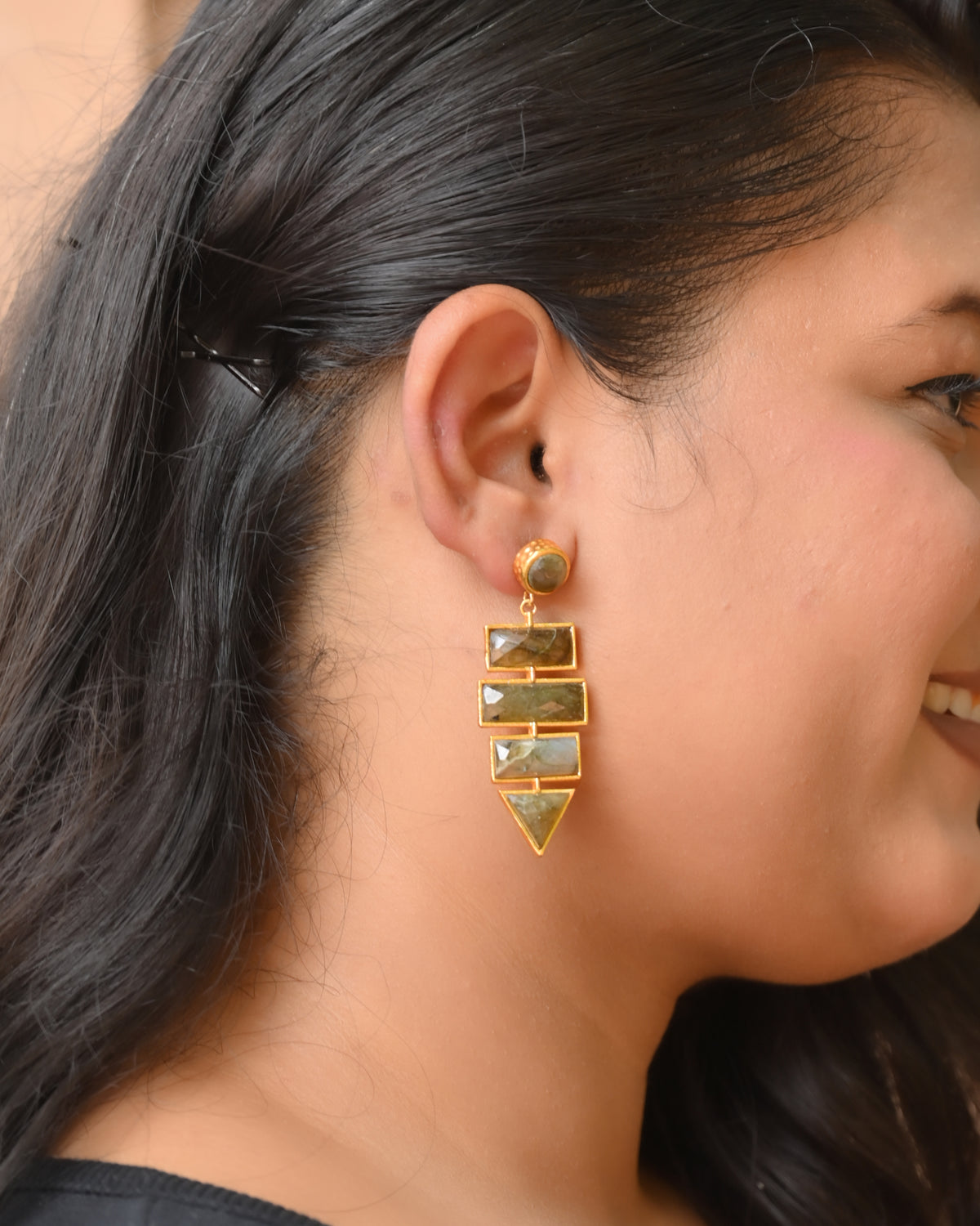 LABRADORITE DANGLE DESIGNER EARRING