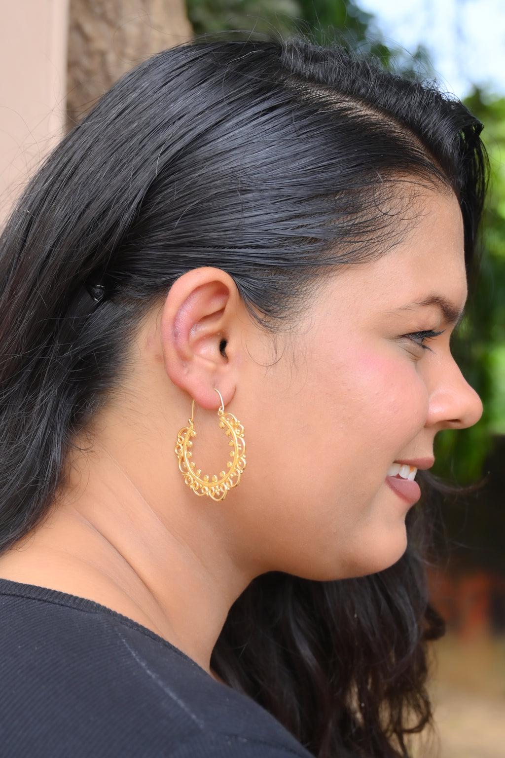 FLOWER HOOP DESIGNER EARRING