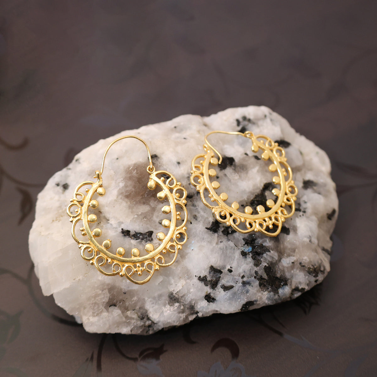 FLOWER HOOP DESIGNER EARRING