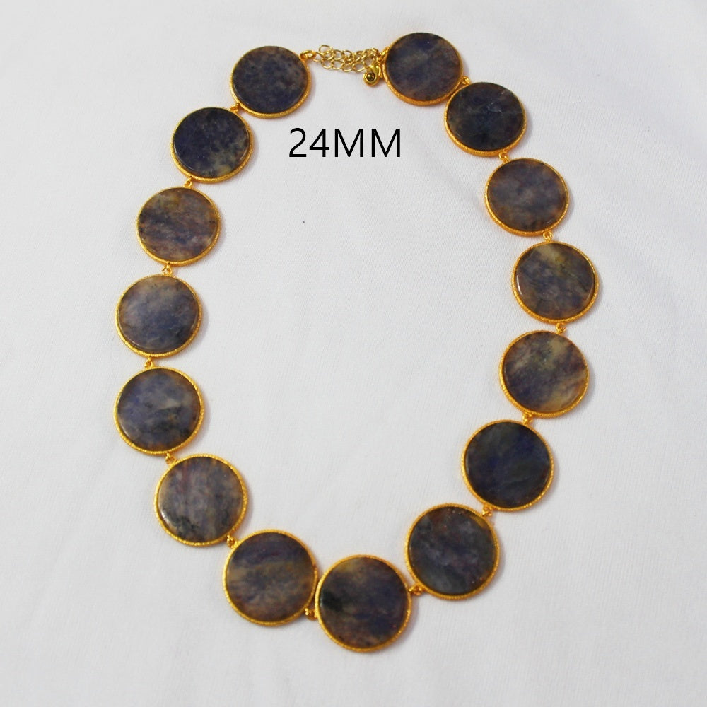 ROUND DISC IOLITE STONE 24 MM DESIGNER NECKLACE BGN0020