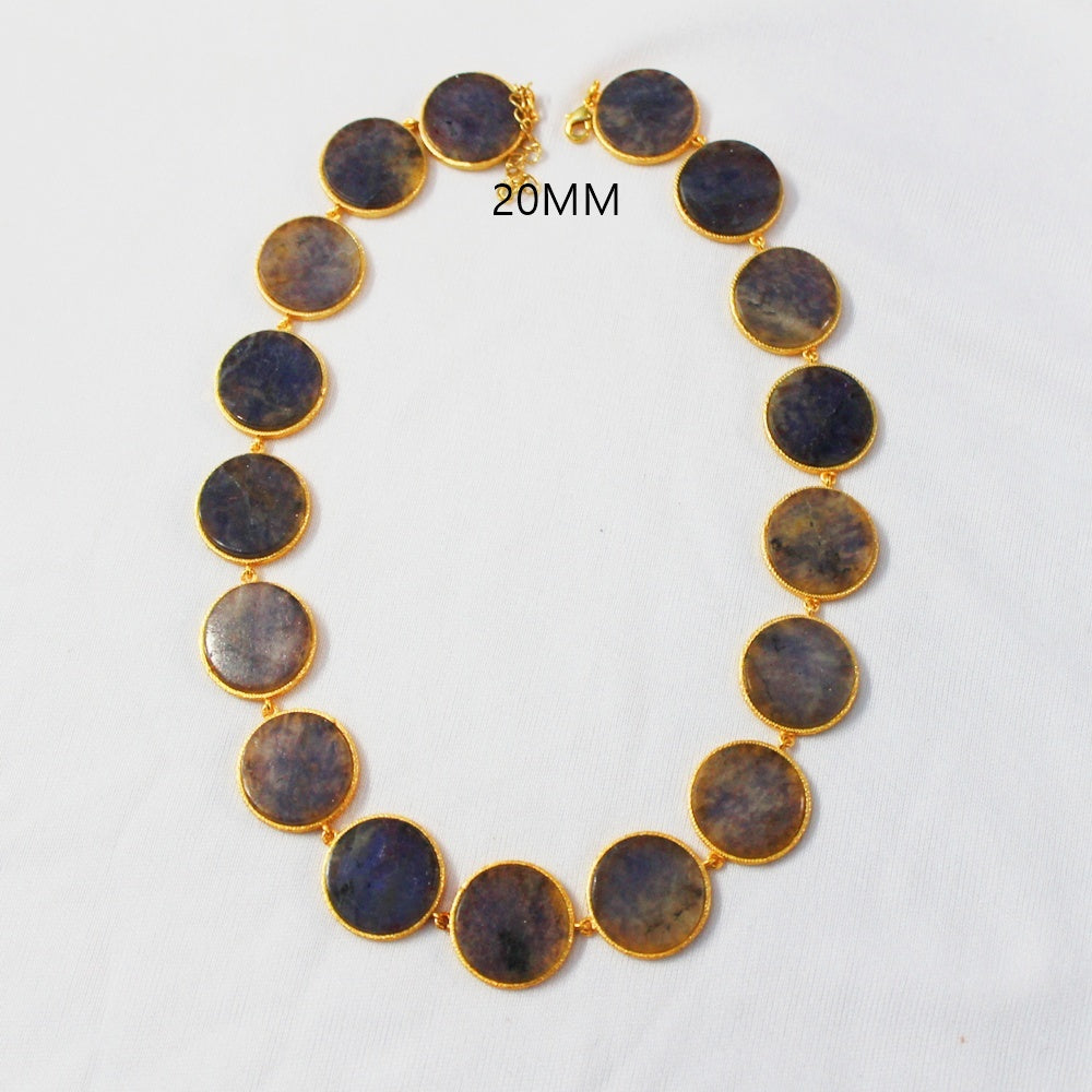 ROUND DISC IOLITE STONE 20 MM DESIGNER NECKLACE BGN0021