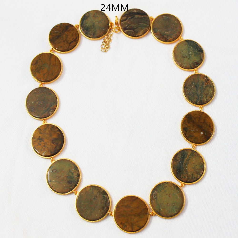 ROUND DISC JASPER  STONE 24 MM DESIGNER NECKLACE   BGN0023