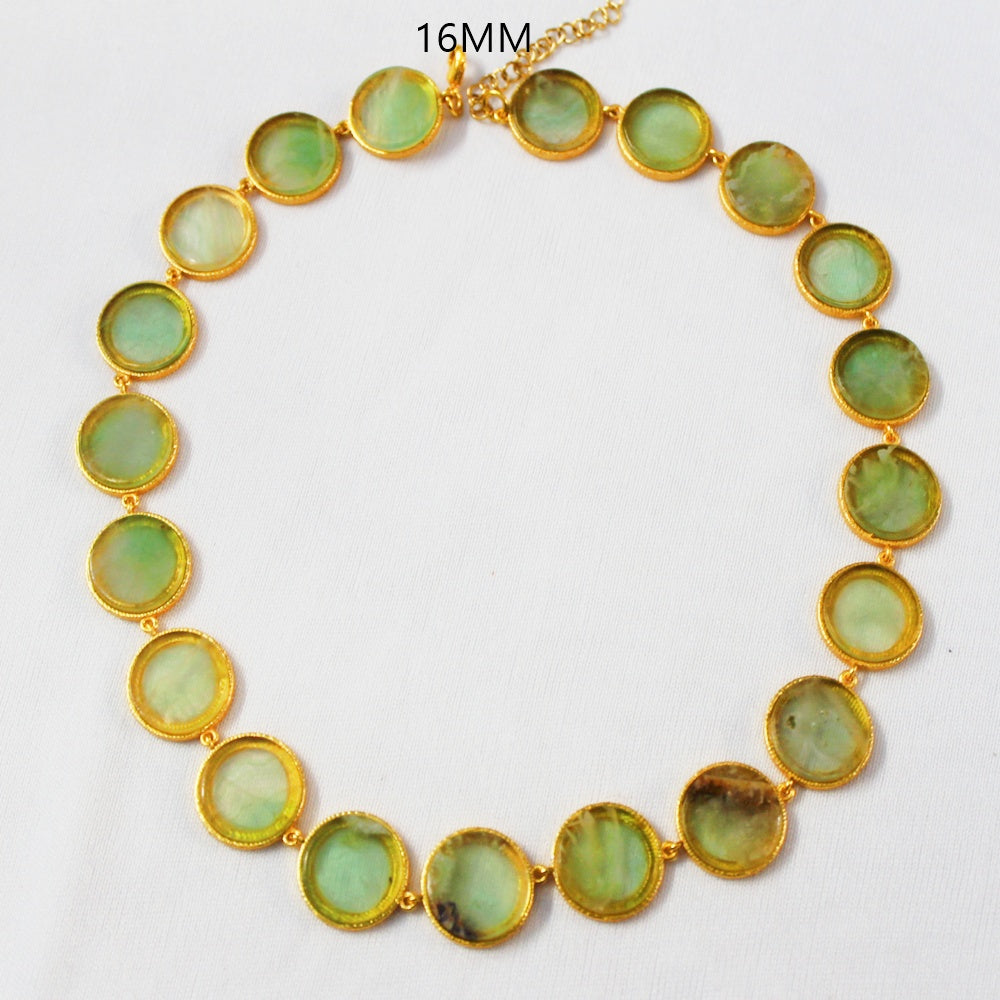 ROUND DISC FLORITE  STONE 16 MM DESIGNER NECKLACE BGN0028