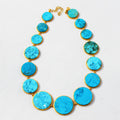 ROUND DISC TERQUISE STONE 24,20,16 MM DESIGNER NECKLACE BGN0033