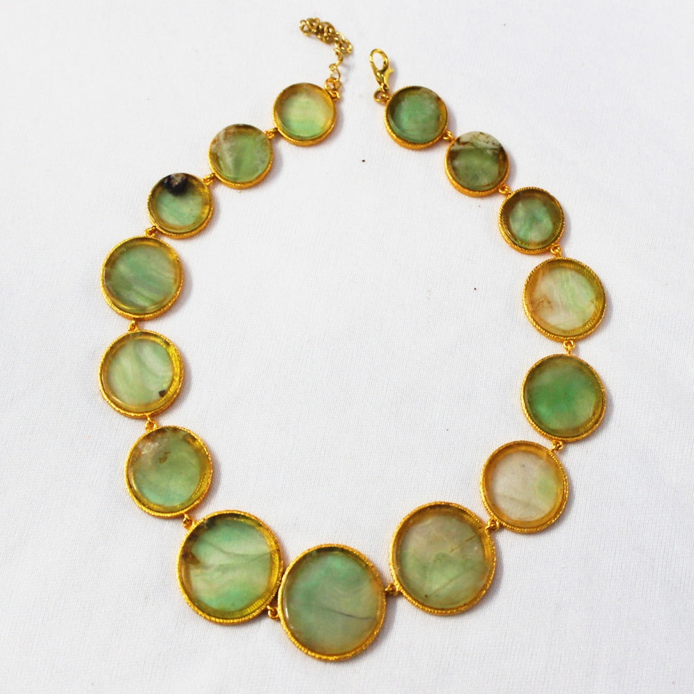 ROUND DISC FLORITE  STONE 24,20,16 MM DESIGNER NECKLACE