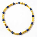 BRASS WITH GOLD PLATED AND LAPIS GEM STONE ROUND BEADS DESIGNER NECKLACE  BGN0035