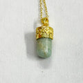 BRASS WITH GOLD PLATED AMAZONITE  BULLET DESIGNER NECKLACE BGN0047