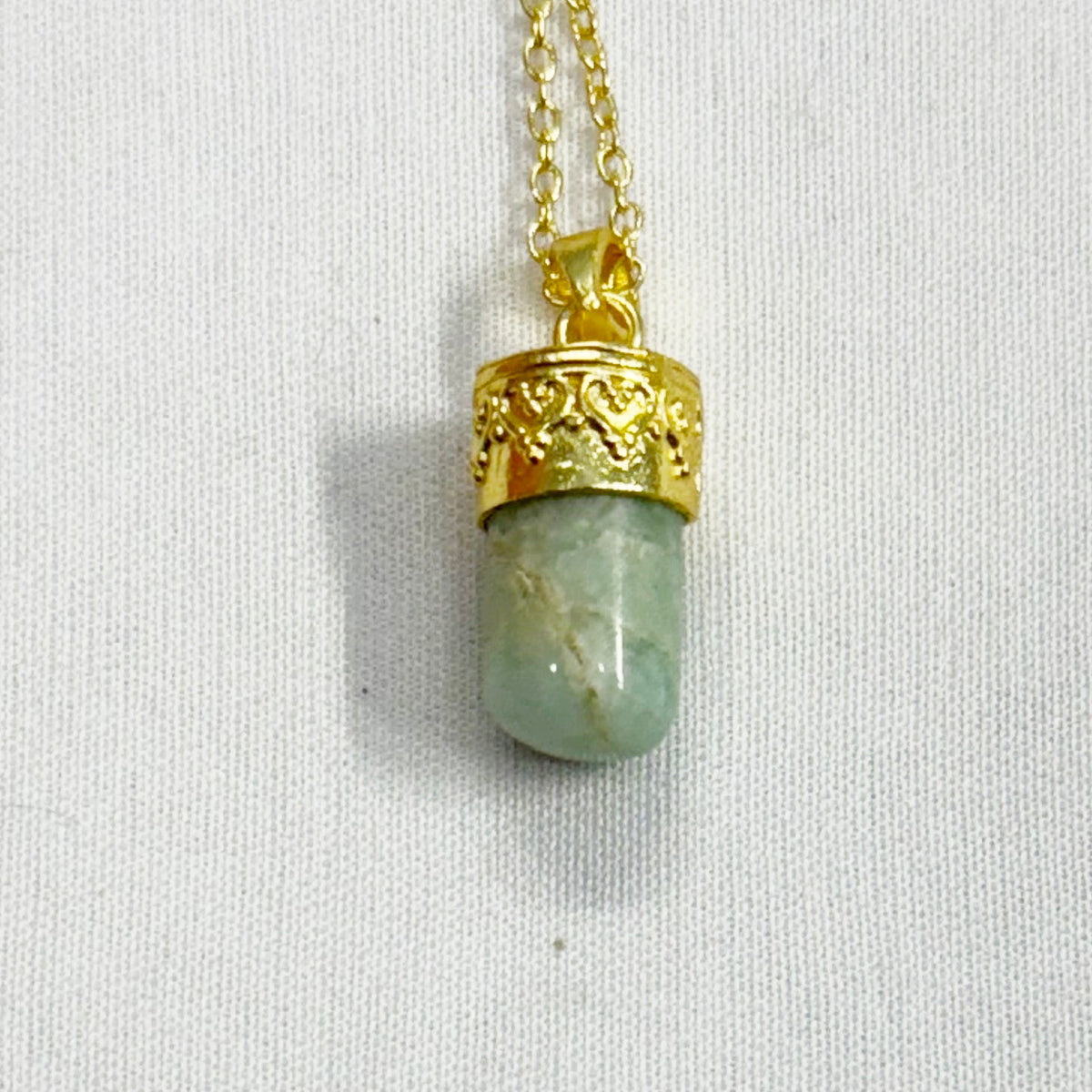 BRASS WITH GOLD PLATED AMAZONITE  BULLET DESIGNER NECKLACE BGN0047