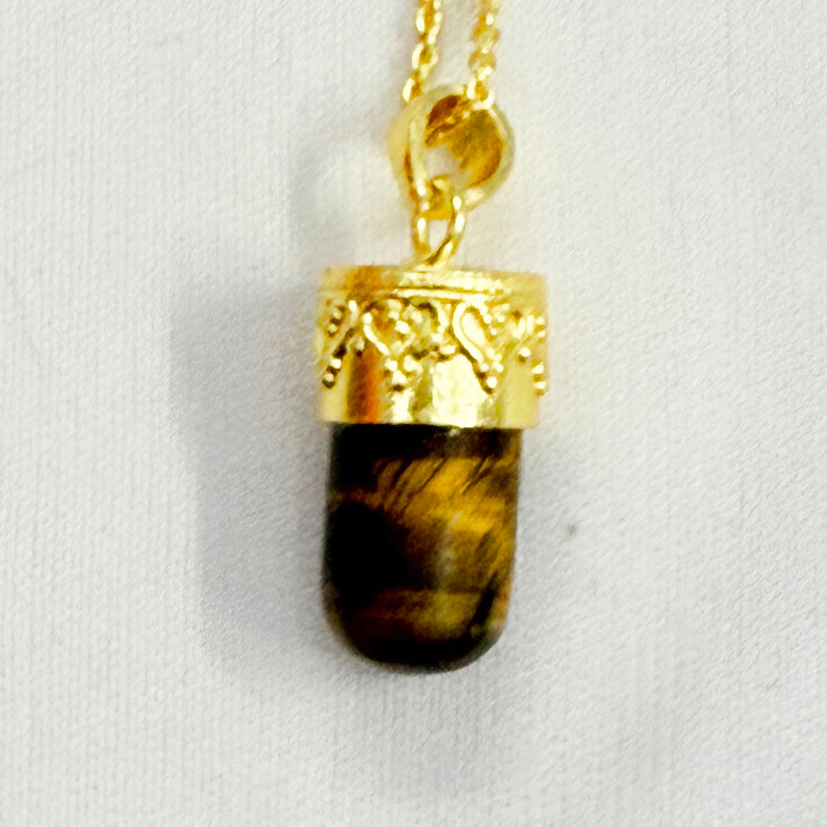 BRASS WITH GOLD PLATED TIGERSEYE  BULLET DESIGNER NECKLACE BGN0049