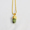 BRASS WITH GOLD PLATED PREHNITE  BULLET DESIGNER NECKLACE  BGN0050