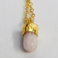 BRASS WITH GOLD PLATED ROSE QUARTZ   BULLET DESIGNER NECKLACE